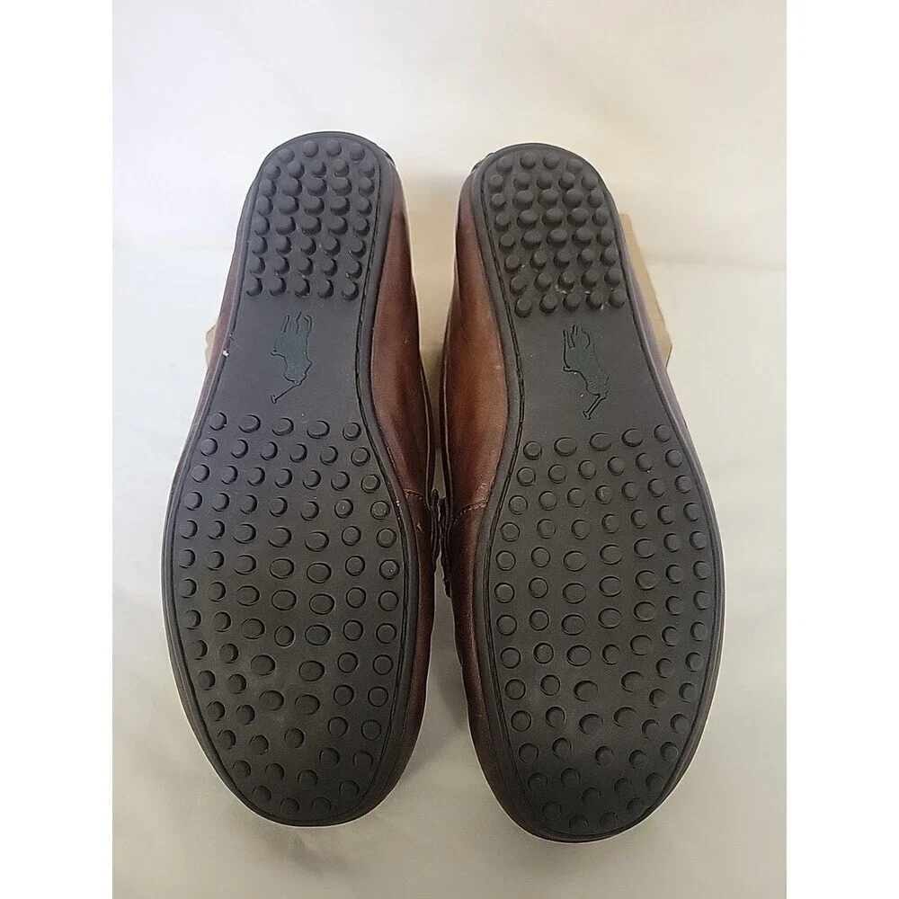 POLO RALPH LAUREN Size 9D Reynold Men's Driving Mocs Brown Leather‎
